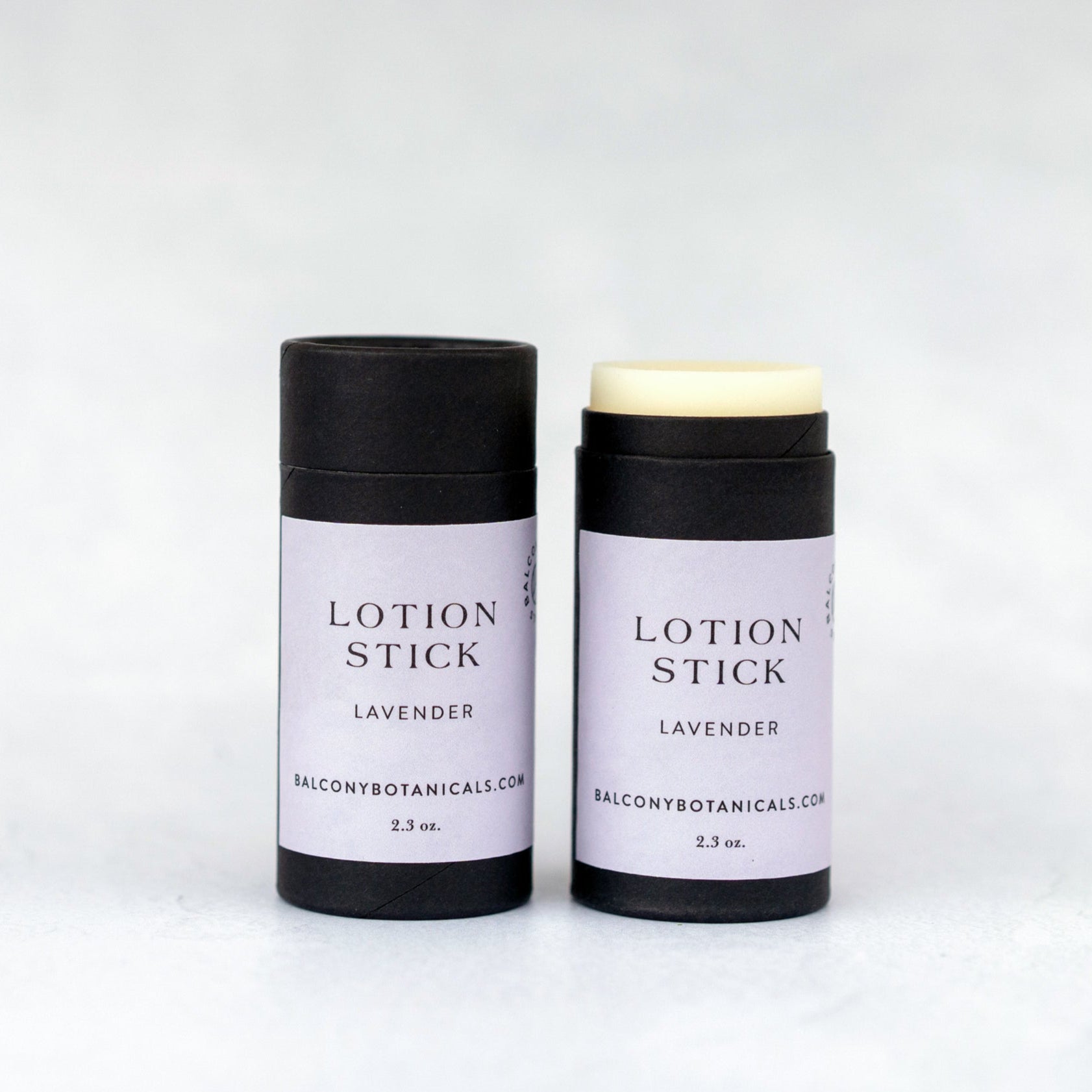 Lavender Lotion stick in black cardboard push up tube