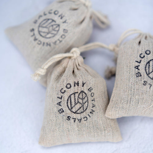 Three sachets filled with dried lavender buds